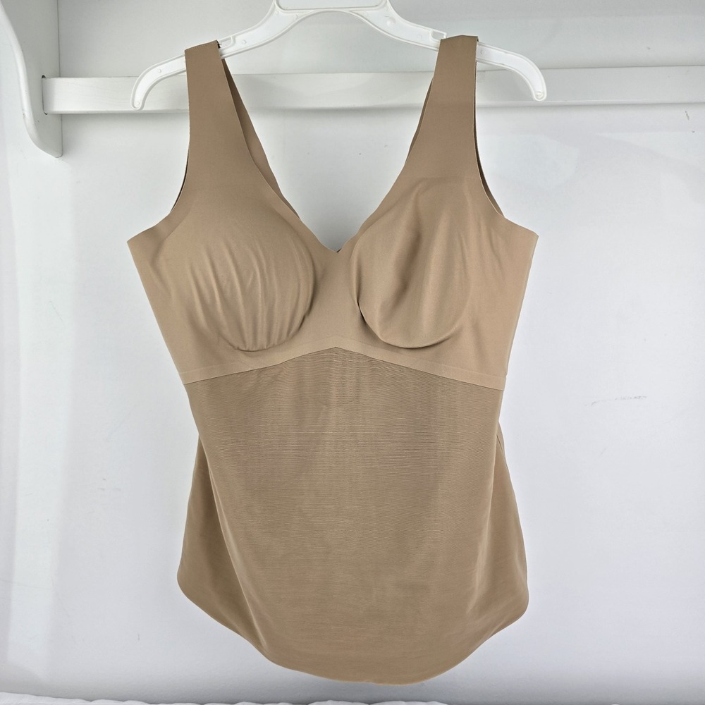 Honeylove LiftWear‎ Tank Shapewear Camisole Women 1X Tan V-Neck Built-in Bra